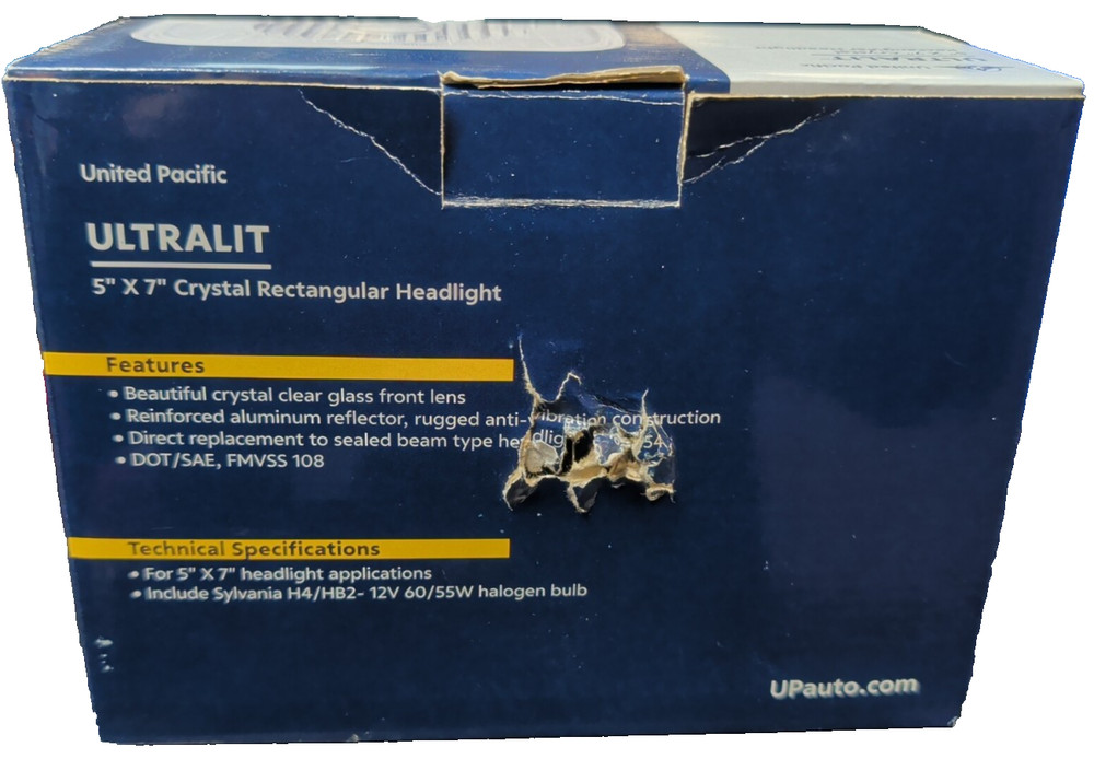 31389 UPI 5" X 7" Crystal Rectangular Headlight, Glass Lens