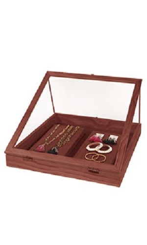 Wood Countertop Display Case View Clear Top Portable Cherry 24" x 36 x 4