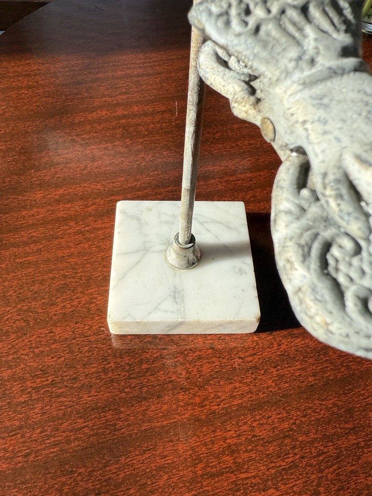 Antique Victorian Style Hand Note Mail Clip With Marble Base