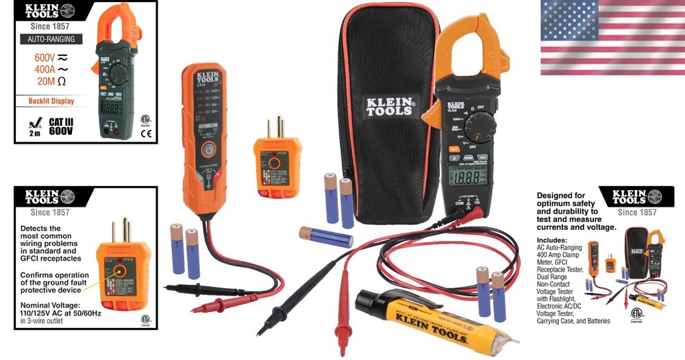 Electrical Voltage Kit Clamp Meter Testers Leads Pouch Batteries
