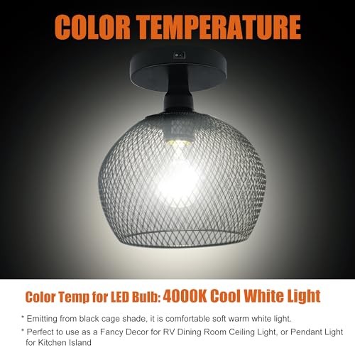 12V 7inch RV Pendant Dining Table Light with Replaceable Bulb (1 X E26 Bulb