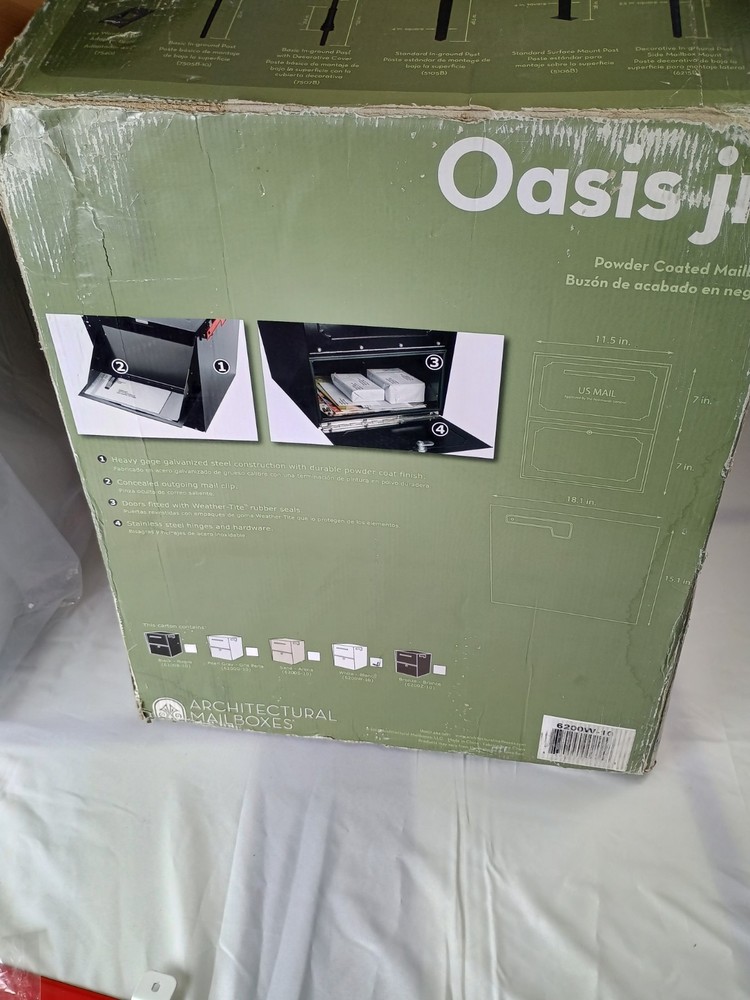 Architectural Mailboxes White Oasis Jr Classic Locking Post Mount Parcel Mail