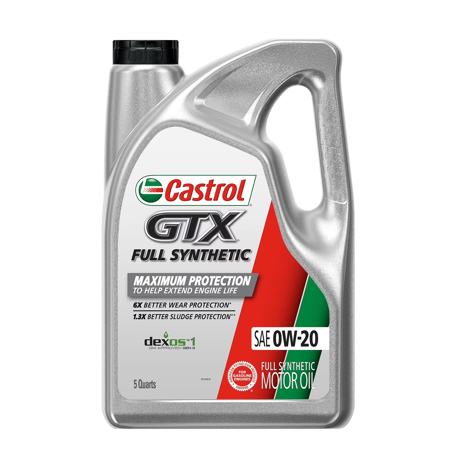 Castrol GTX 0W-20 Full Synthetic Motor Oil 5 Quarts Sludge Protection
