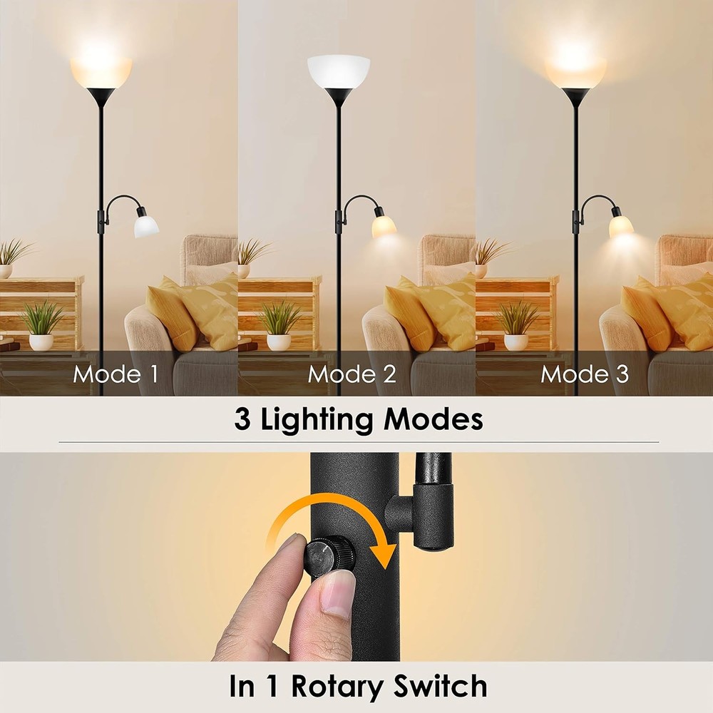 Floor lamp, vertical lamp, floor lamp with adjustable reading light