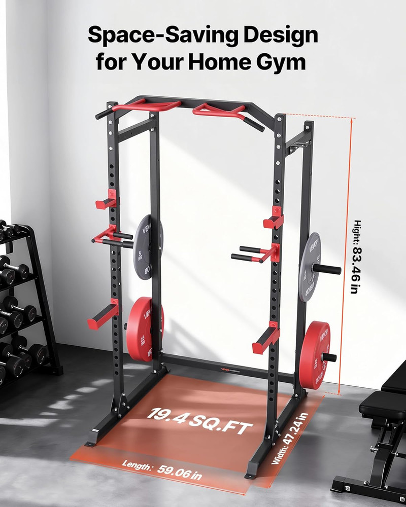 Power Cage Power Rack, Multifunctional Barbell Squat Rack with Adjustable Height