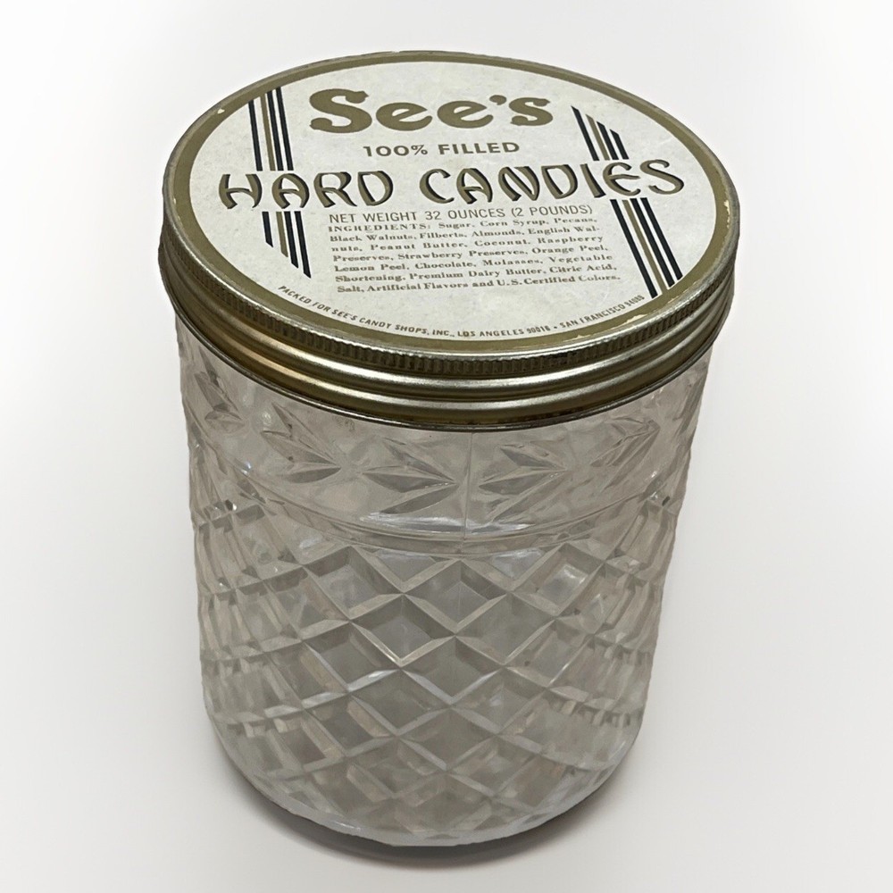 Super Rare! Sees Candy Hard Candies Clear Plastic Container With Lid