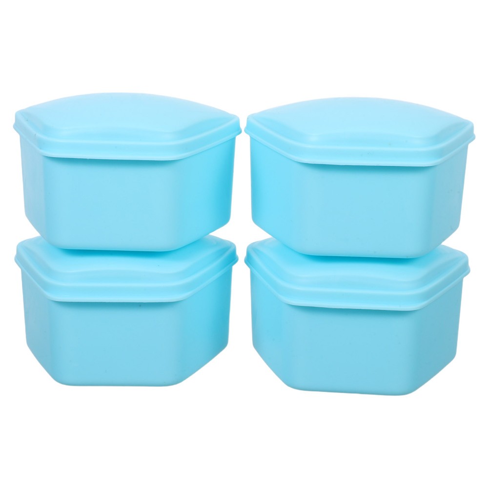 4 Pcs Denture Leakproof Case Retainer Holder Soaker Container Travel