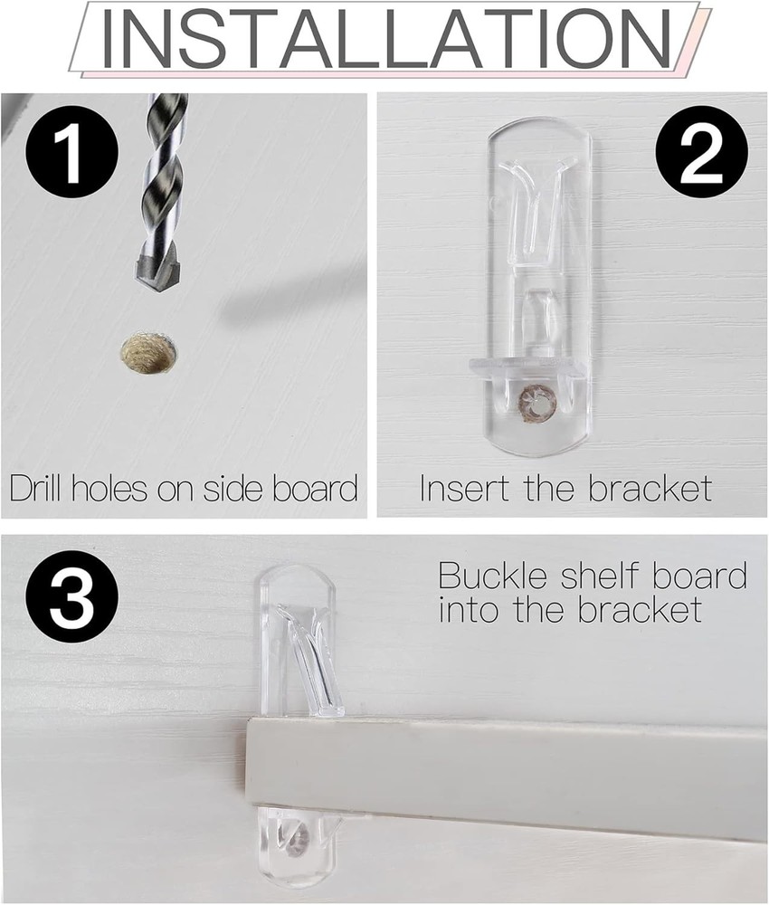 50 Pcs Plastic Locking Shelf Pins 6mm, 3/4” Clear Plastic Locking Shelf Suppo...