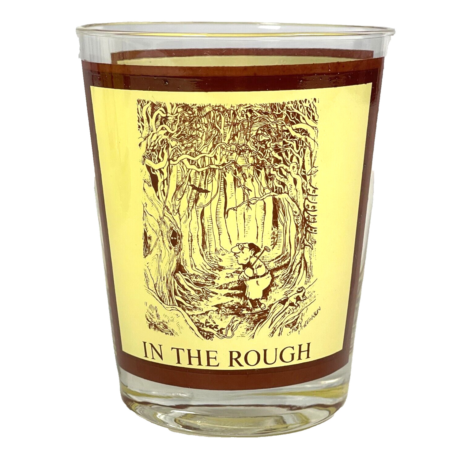 Golf Pro Judgement Hook Shot In Rough 4 Vtg Cocktail Rocks Glass Lot Patterson