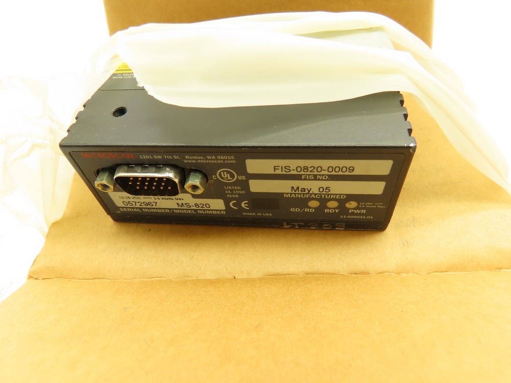 Microscan MS-820 Fixed Barcode Scanner Reader Medium Density FIS-0820-0009