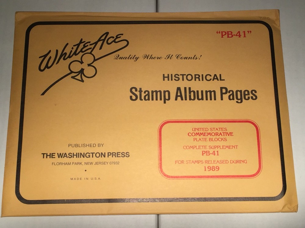 New Package of White Ace Pages Commemorative Plate Blocks PB41 Complete 1989