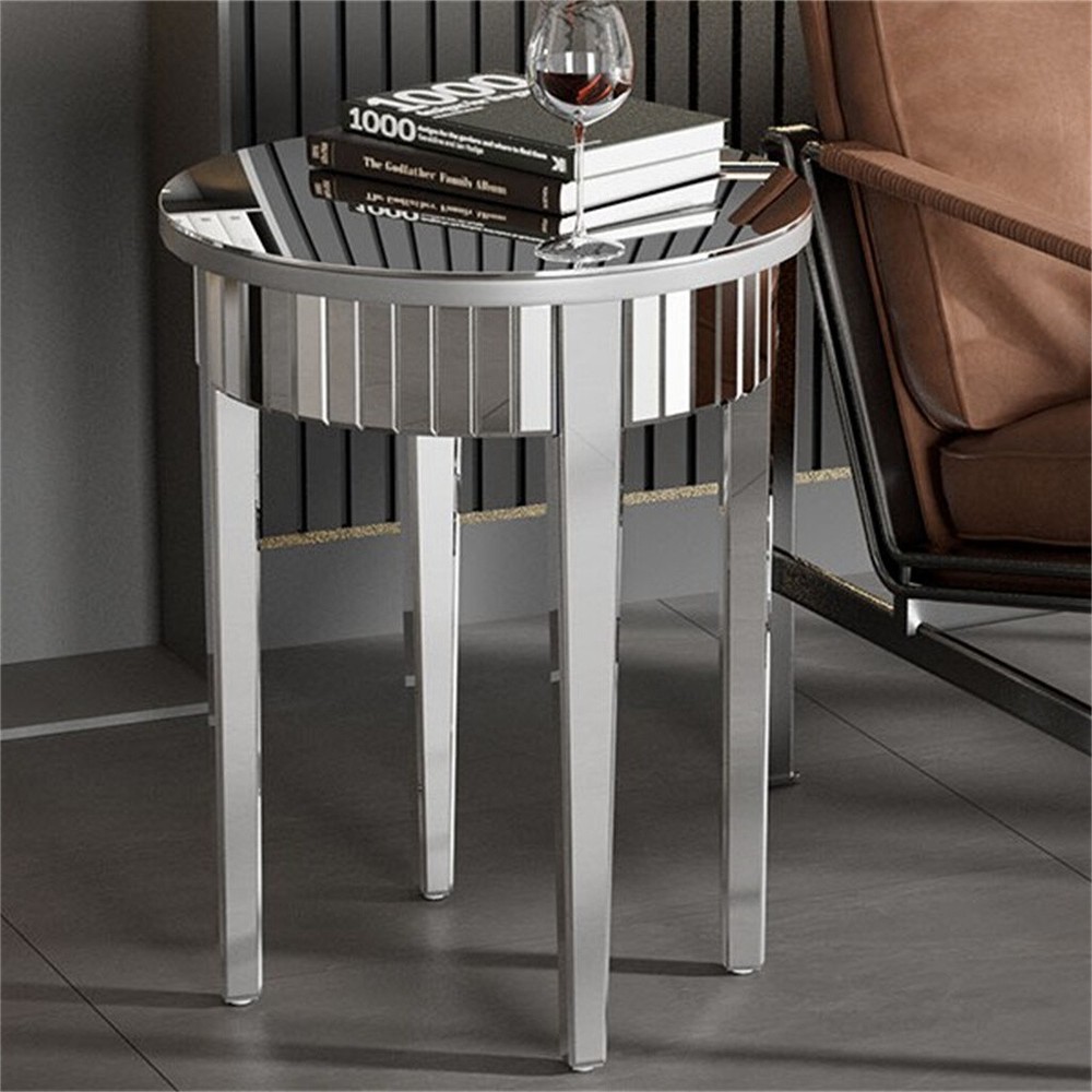Luxury Silver Crystal Mirrored Sofa Side End Bedside Accent Table Bedroom Decor