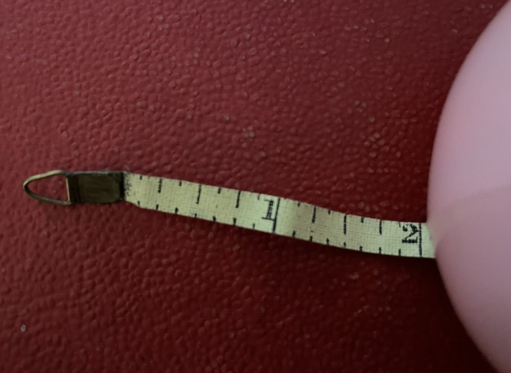 Vintage PINK PLASTIC EGG Figural Tape Measure