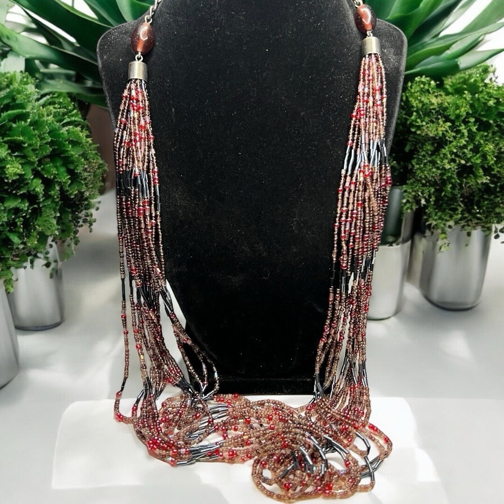 Vintage Multi Strand Layered Beaded Layered Necklace