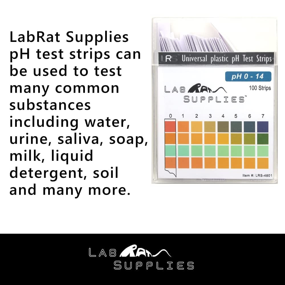 Plastic pH Test Strips, Universal Application (pH 0-14), 100 Strips | for Sal...
