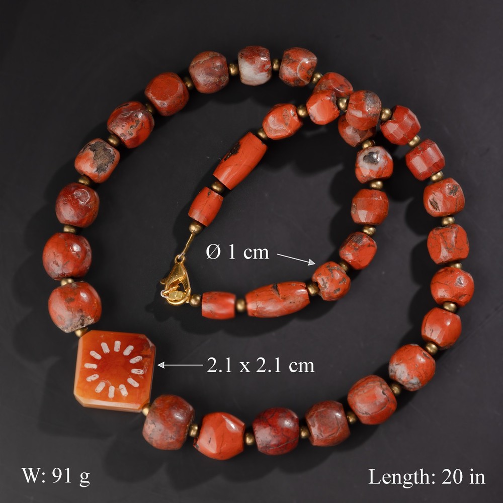 Ancient Bronze Age Jasper Bead Necklace