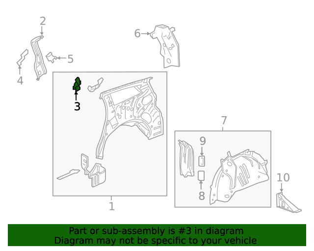 Genuine GM Passenger Side Quarter Inner Panel Brace 84070468