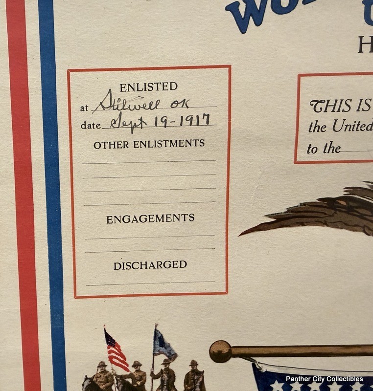 Original WWI Camp Travis San Antonio Texas Army Roster Poster Field Artillery