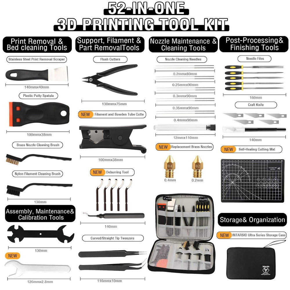 52-In-One 3D Printer Tools Kit, Professional 3D Printer Accessories & Mainten...