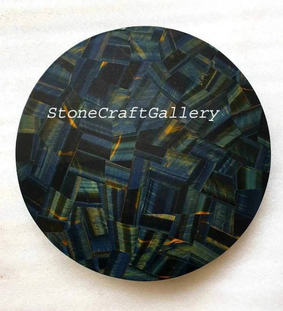 18" Blue Tiger Eye Table Top Semi precious stones Handmade Work