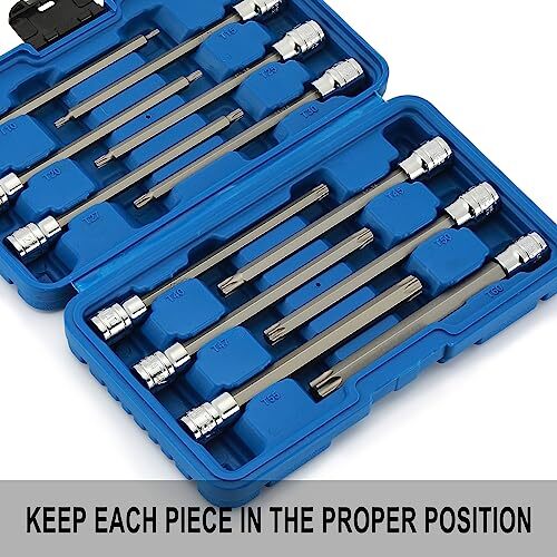 EMENTOL 12PCS 3/8" Drive Extra Long Torx Bit Socket Set, CR-V, Assorted Sizes