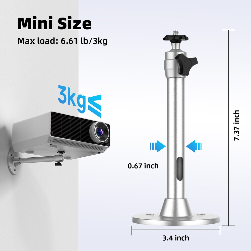 Adjustable Projector Stand - Aluminum Hanger for Wall & Ceiling LCD Installation