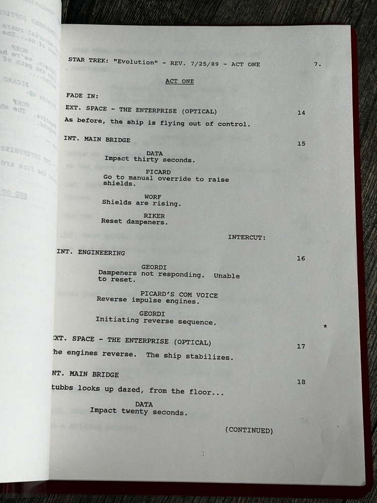 STAR TREK Script The Next Generation Evolution Revised Final Draft July 24 1989