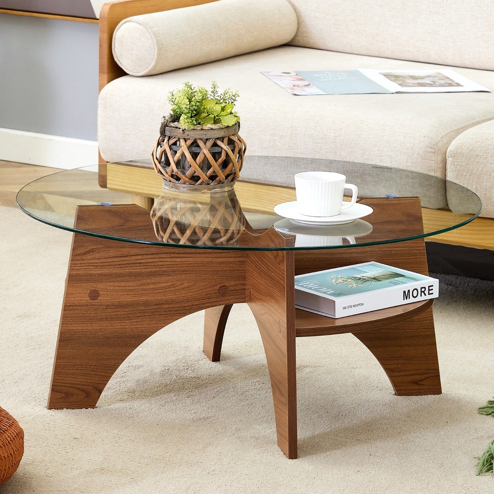 Round/Oval Coffee Table Center Table with Storage Multi-Functional Living Room