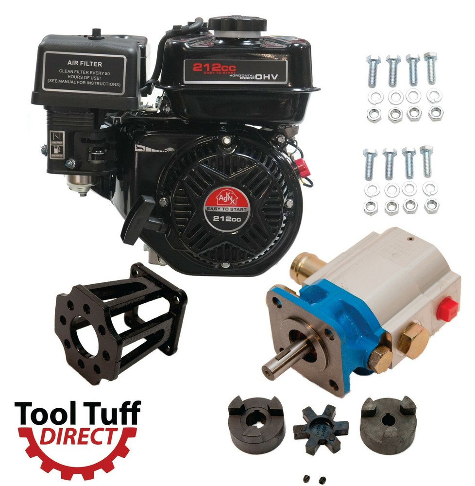 Log Splitter Build Kit: 7.5 hp Engine, 11 GPM Pump, Mount, Bolts, Coupler