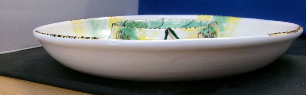 Large, Ceramic Serving Dish, by Johanna Watts 2009, Chips & Dips, signed. H2