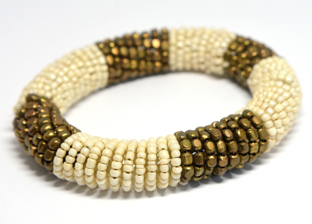 VINTAGE BEADED ELASTIC SPIRAL BRACELET
