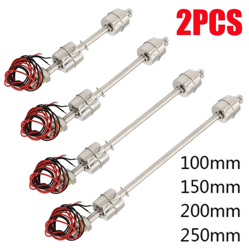 2PC Tank Pool Liquid Water Level Sensor Stainless Steel Double ball Float switch