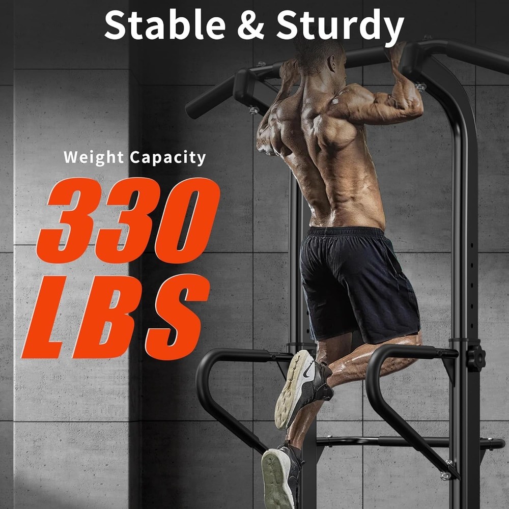 Power Tower 11 Height Adjustable Pull Up Bar & Dip Station Multi-Function