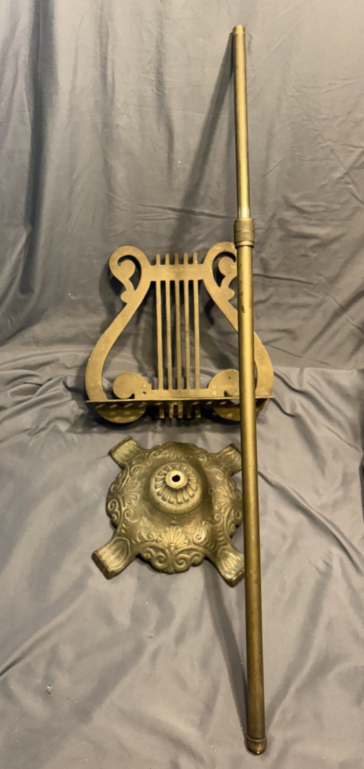 Vintage Ornate Floral Brass Music Stand Antique Adjustable Height