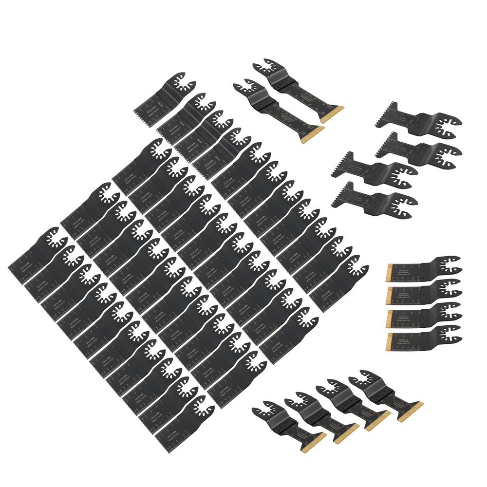 Black 55PCS 6 Types Universal Titanium Oscillating Saw Blades Multitool Blade