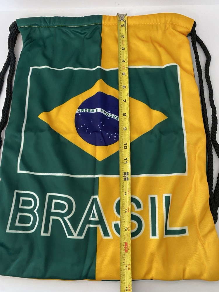 BRASIL SOCCER TEAM DRAWSTRING KNAPSACK DOUBLE SIDDED BAG SIZE: 14" X 18"