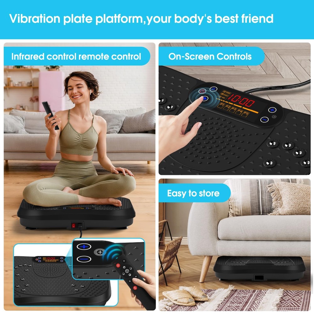 SoftGym Vibration Plate Exercise Machine for Lymphatic Drainage,Power Black