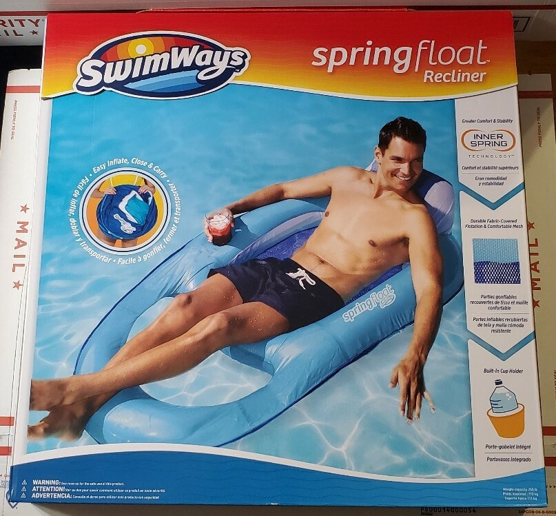SwimWays Spring Float Recliner - Swim Lounger for Pool Light Blue SHIPS FAST