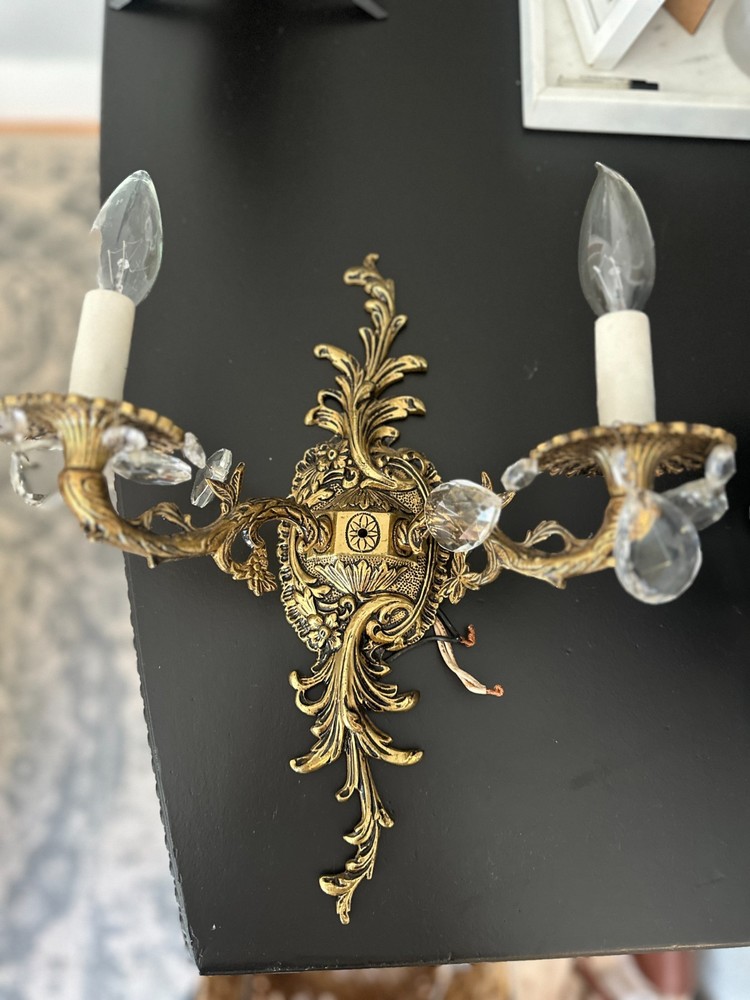 Antique Baroque Sconces Circa 1940's Pair