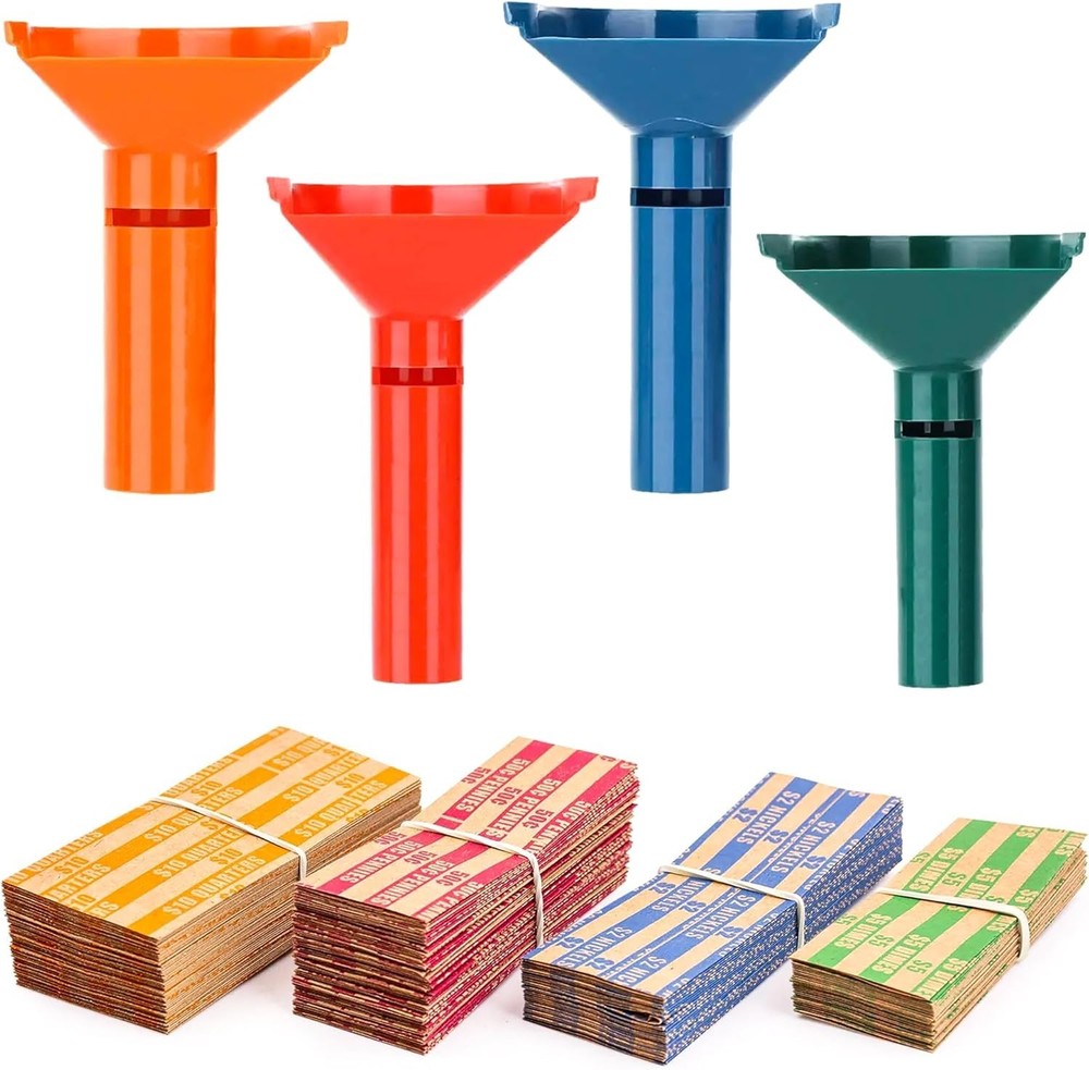 Compact Coin Counting Tubes with Assorted Flat Wrappers for Easy Organization