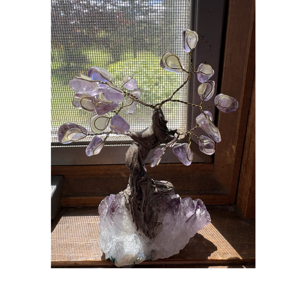 Amethyst Crystal Gemstone Tree with Wire Branches and Amethyst Base