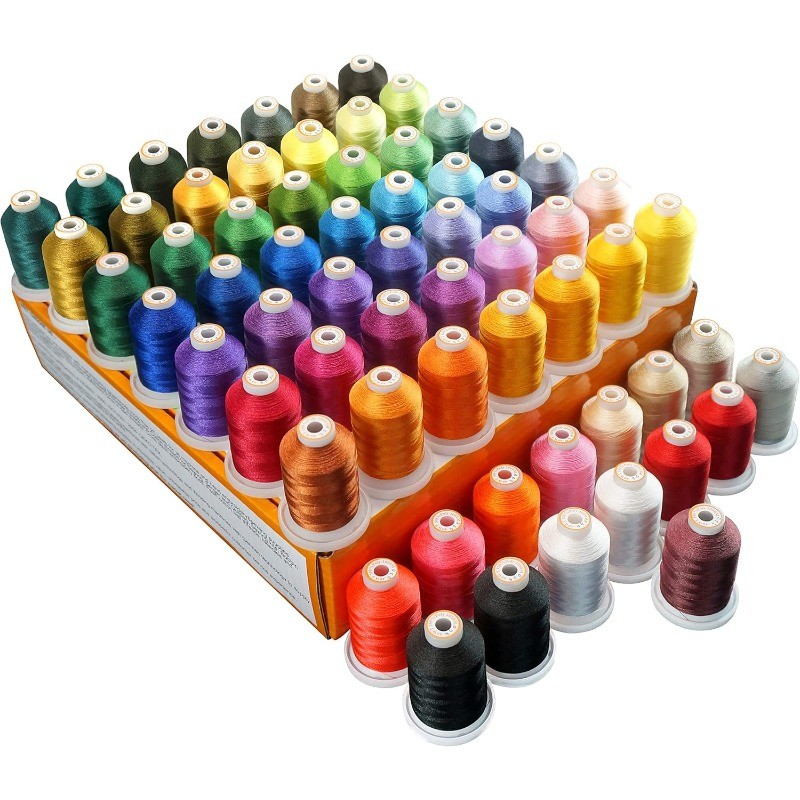 64 Spools 1000M (1100Y) Polyester Embroidery Machine Thread Kit for Professional