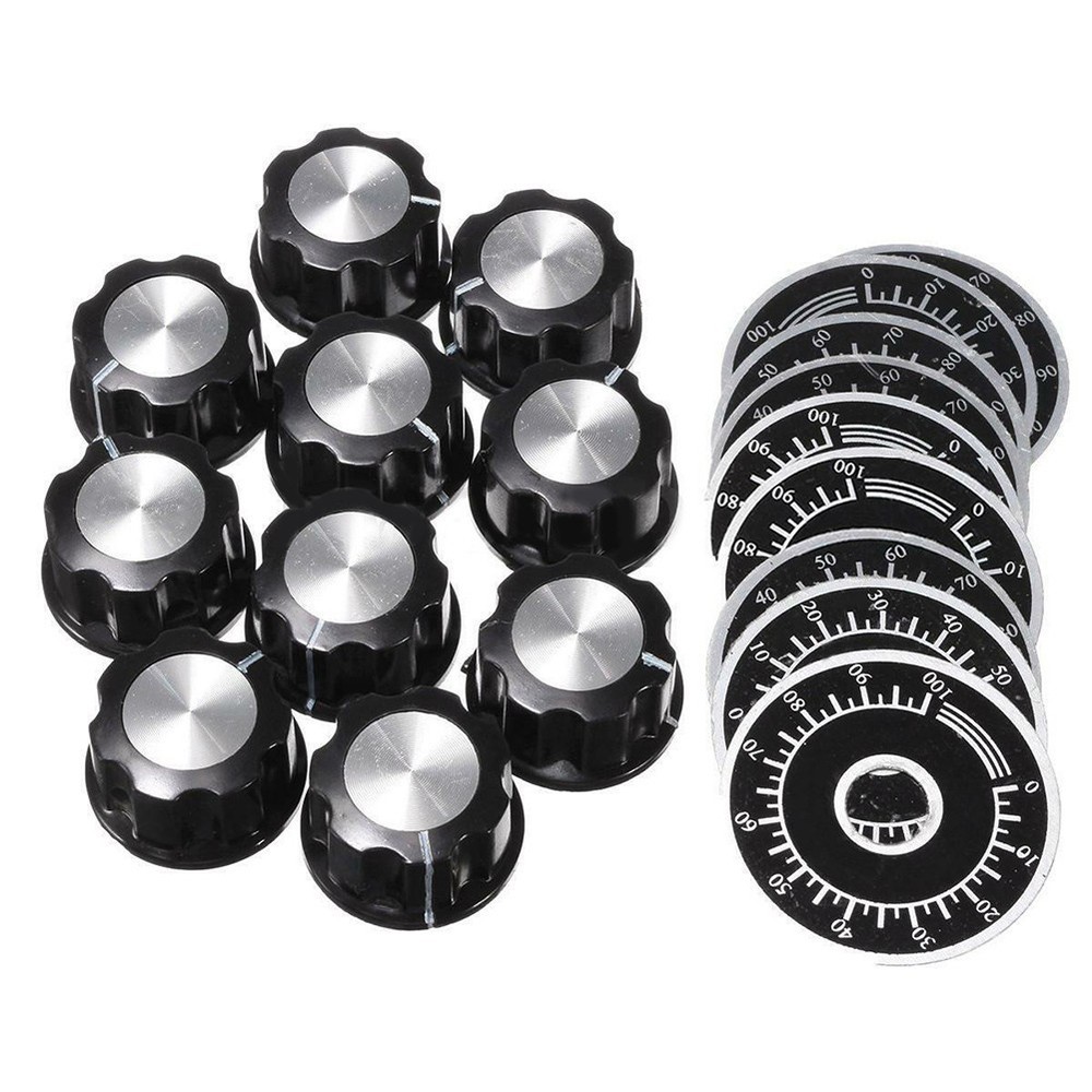 Rotary Potentiometer Knobs 10PCS/kit Accessories Black For For 6mm Shaft