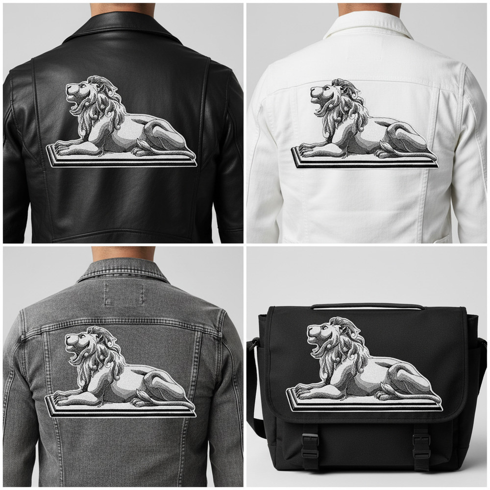 Stately Lion Patch | Black & White
