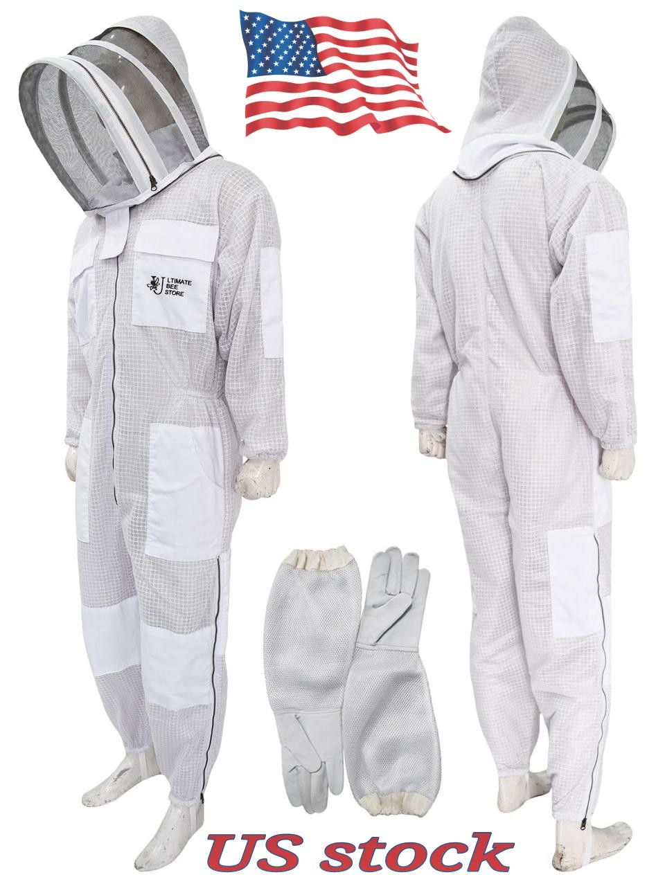 Ventilated Bee Suit Fencing Veil Beekeepers Three Layer beekeeping Suit Coverall