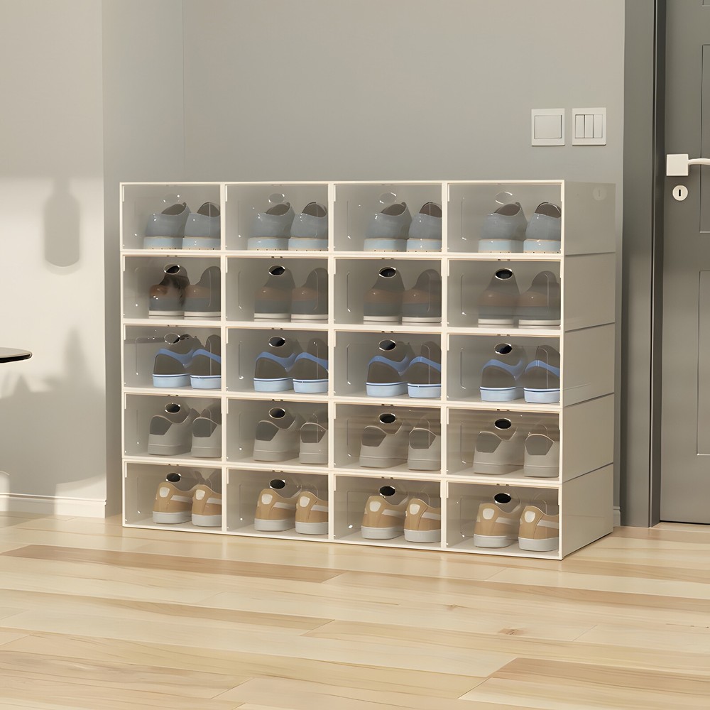 Stackable Shoe Storage Box Durable Plastic Sneaker Display Case Organizer 20pcs