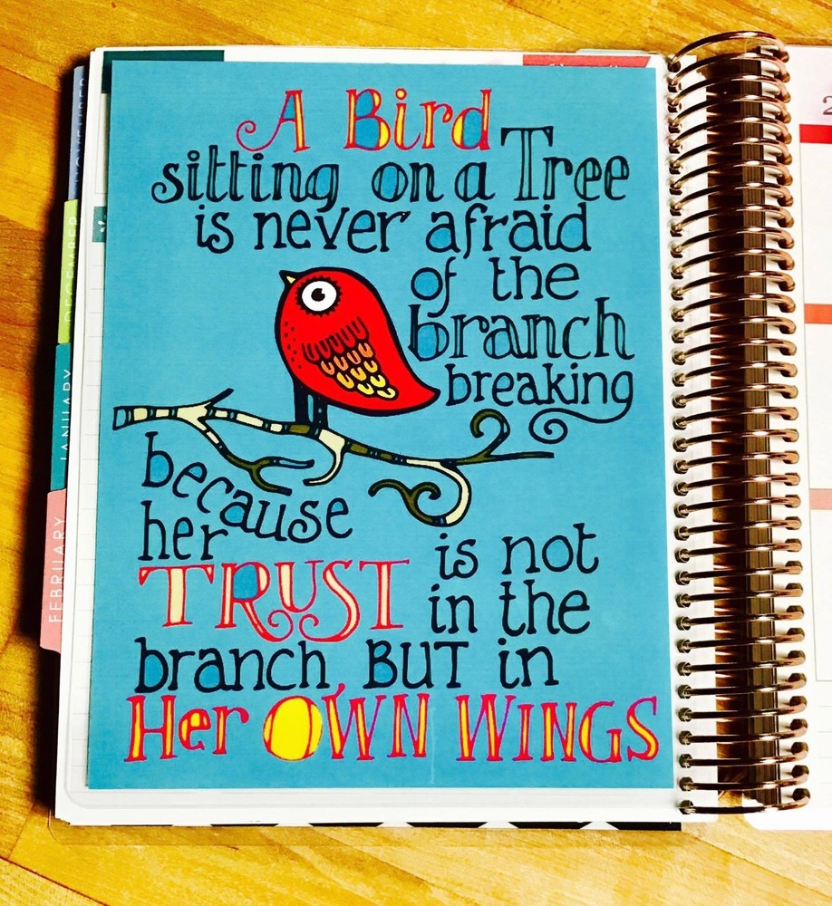 Bird Trust Quote Two Sided Dashboard Insert for use with Erin Condren Planner-