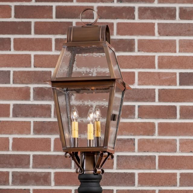 Independence Outdoor Post Light in Solid Weathered Brass - 3 Light