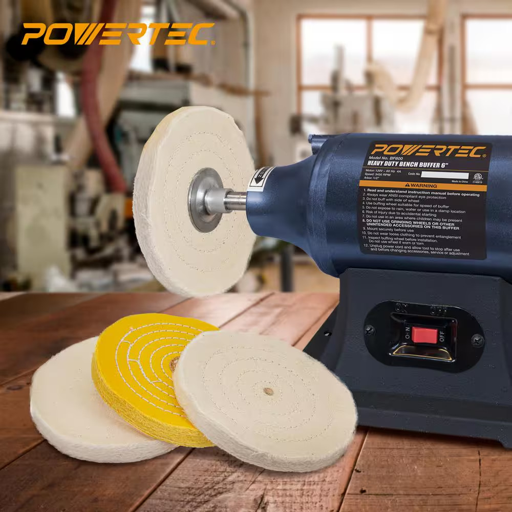6 In. Bench Grinder Buffing Wheel Kit with 3-Piecs Polishing Compound Set