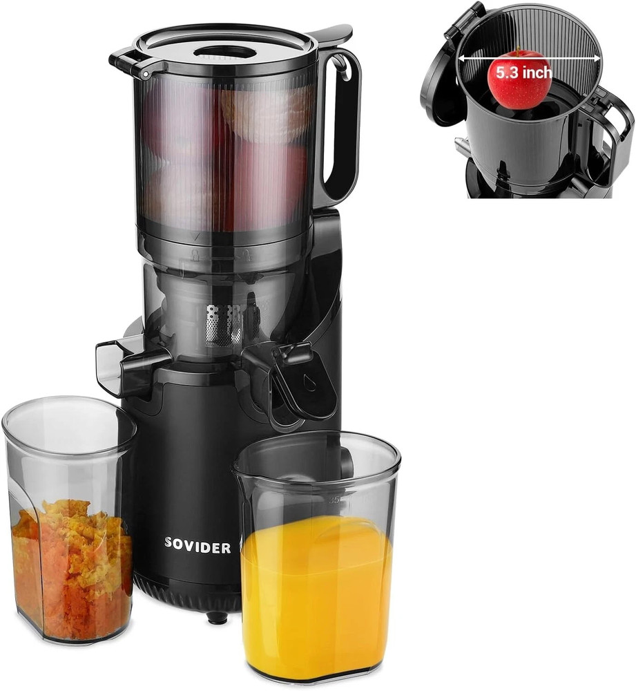 5.3" Extra Large Juicer Cold Press Slow Masticating Juice Machine Feeding Chute